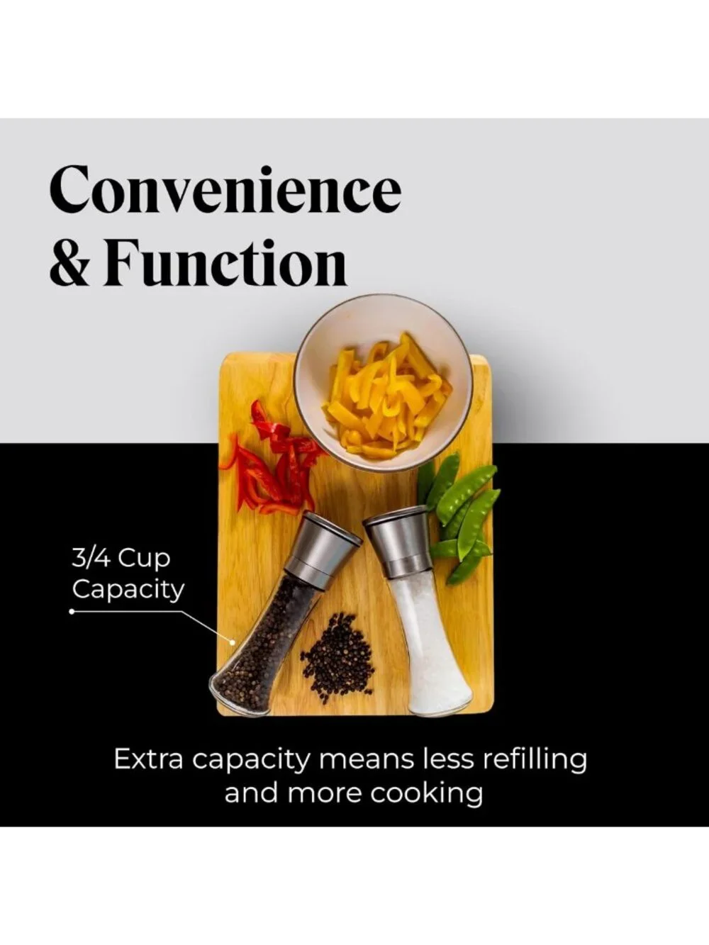 Stylish Stainless Steel Salt & Pepper Grinder Set with Adjustable Coarseness